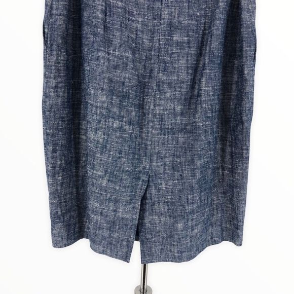 Ann Taylor Petite Blue Chambray Belted Paperbag Waist Pencil Skirt NWT size 4P - Picture 5 of 10